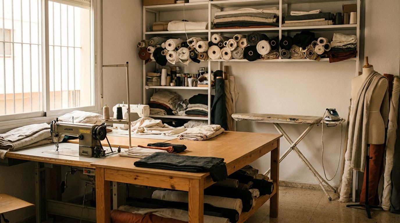 Interior del taller de costura Dedalete en Algirós